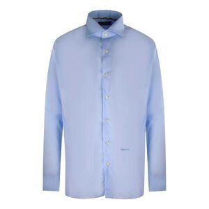 Aquascutum Mens Plain Branded Long-Sleeved Shirt / Blue